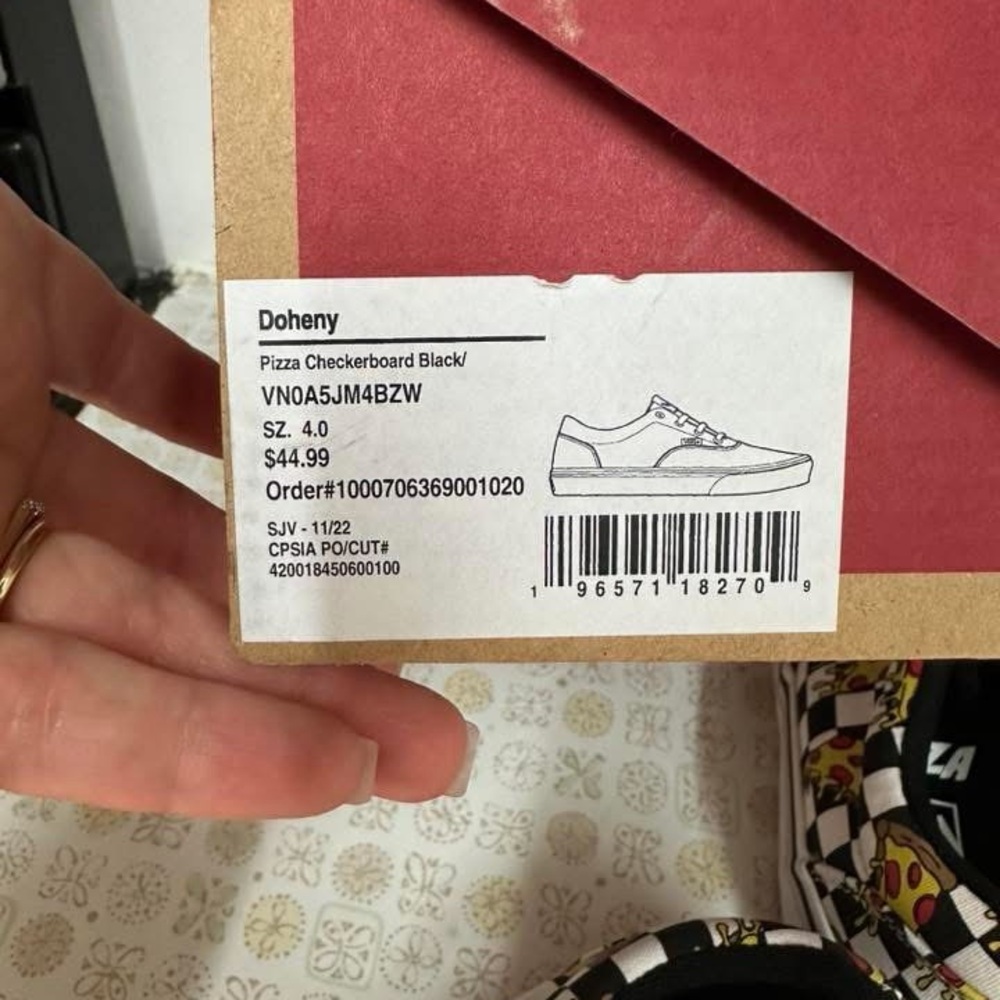 Vans Doheny Black and White Pizza Checkerboard Sneakers - Picture 3 of 5
